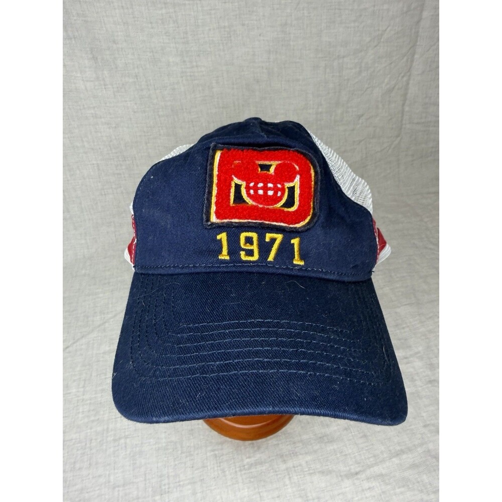 Disney Parks Mickey Mouse Hat Cap Snap Back Navy White Trucker Mesh 1971 Unisex